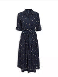 Navy Shirtdress With Embroidered Spots