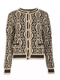 Black and Beige Geometric Print Cardigan