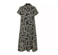 Black Trapeze Abstract Print Dress