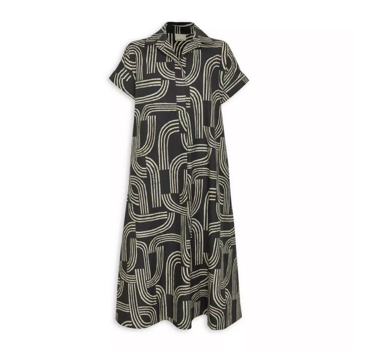 Black Trapeze Abstract Print Dress