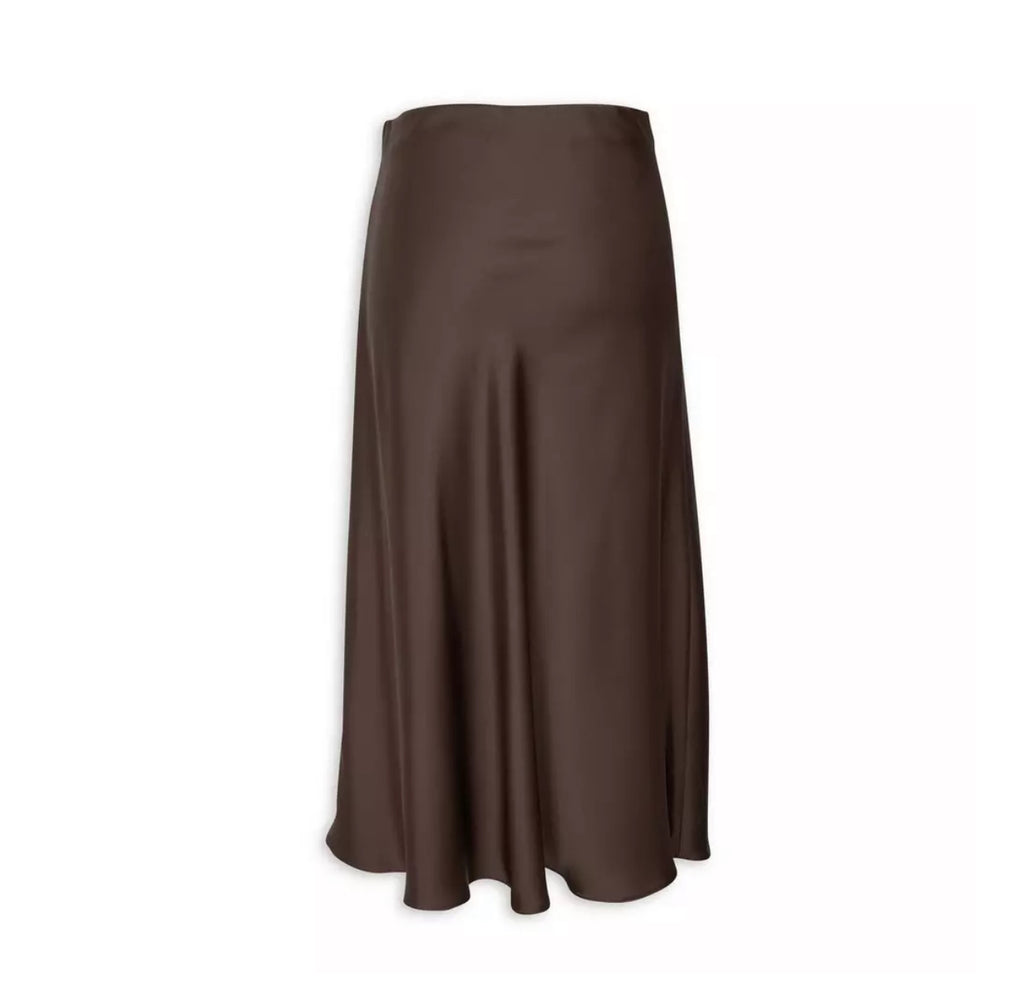 Chocolate Brown Satin Slip Skirt