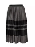 Grey And Black Striped Pleated Skirt
