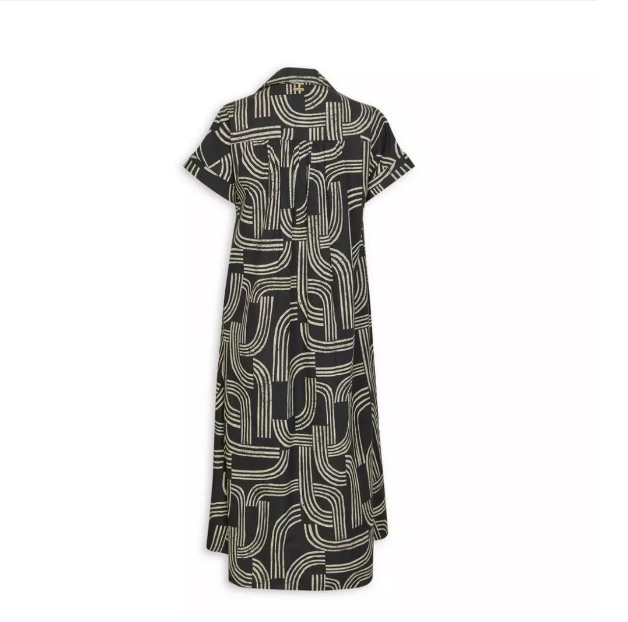 Black Trapeze Abstract Print Dress