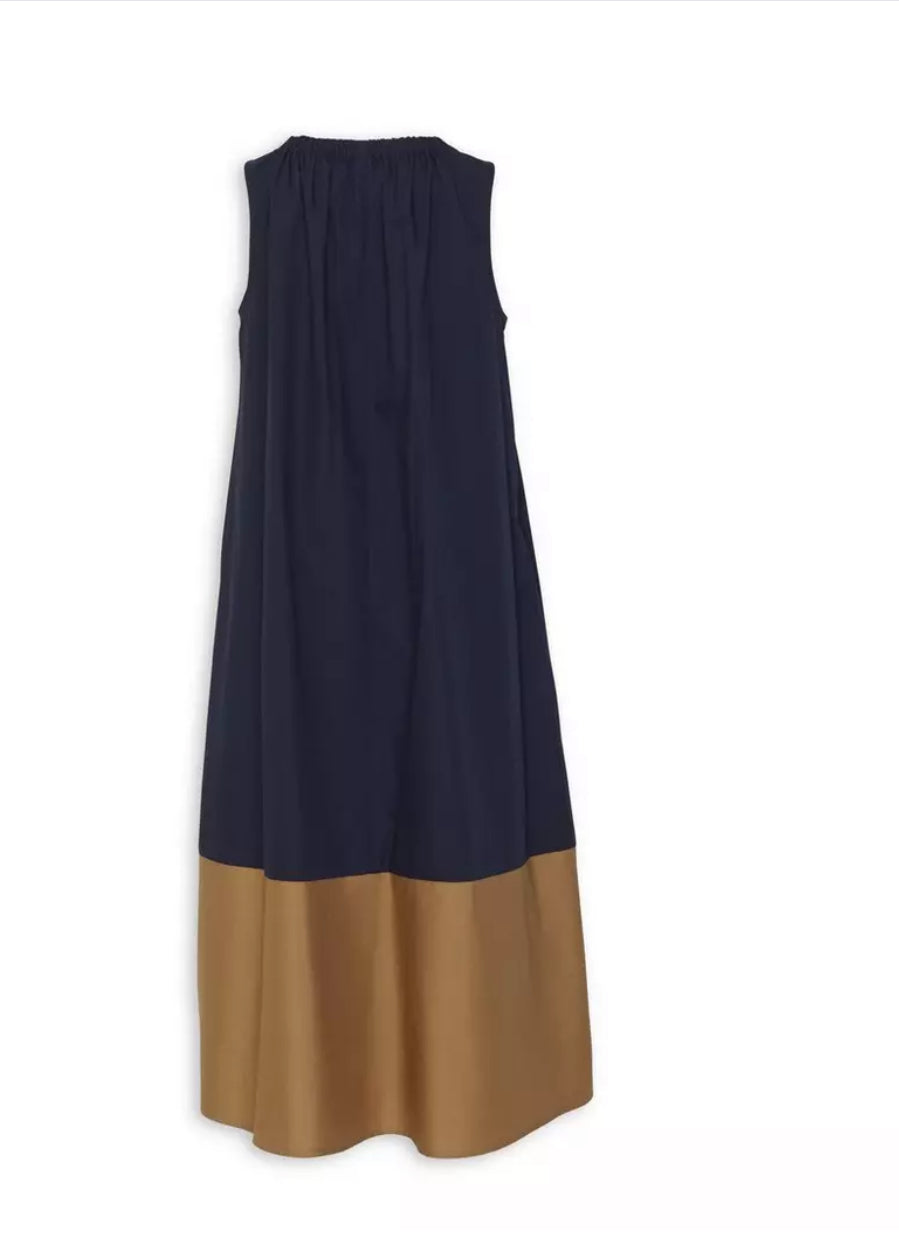 Navy And Beige A-Line Dress