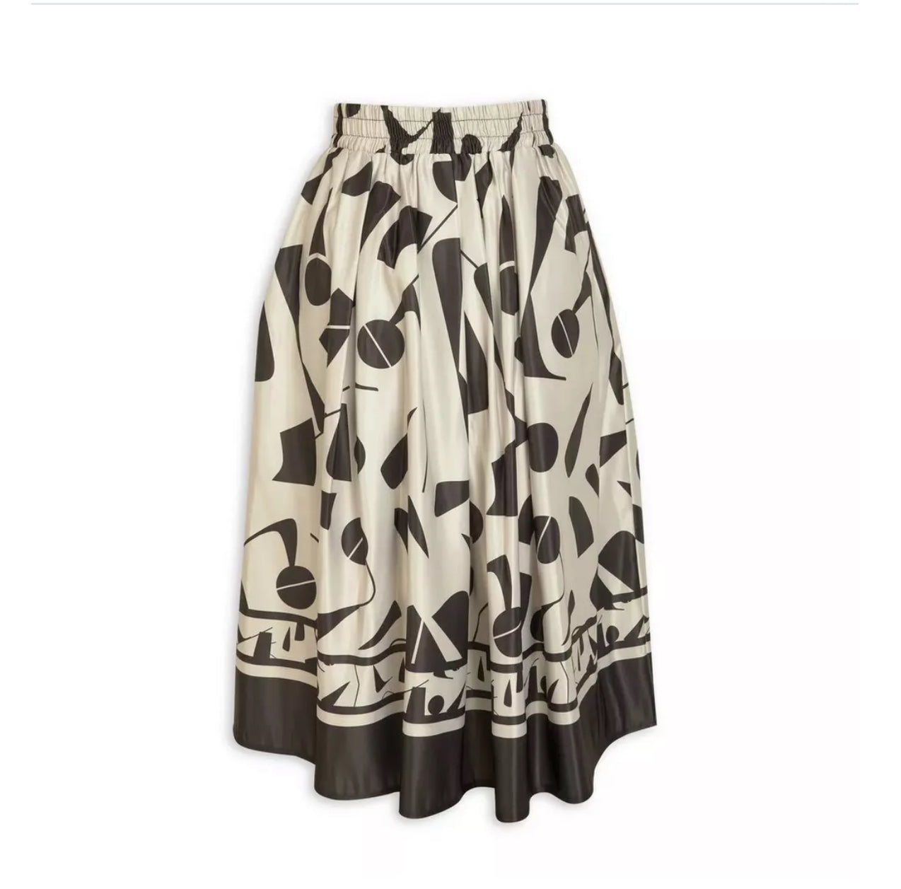 Black Abstract Print A-Line Skirt