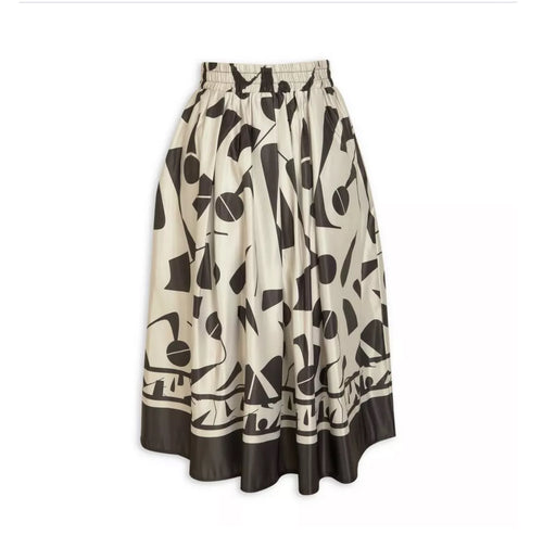 Black Abstract Print A-Line Skirt