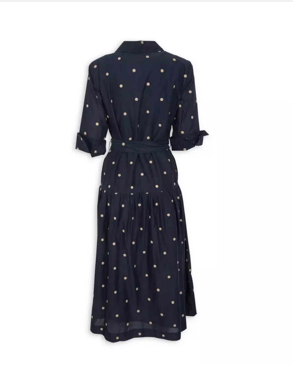 Navy Shirtdress With Embroidered Spots