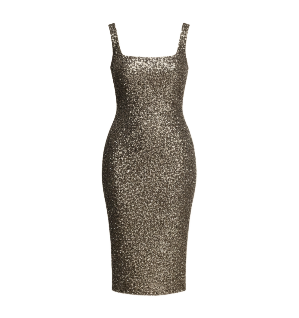 Square Neck Sequin Dress