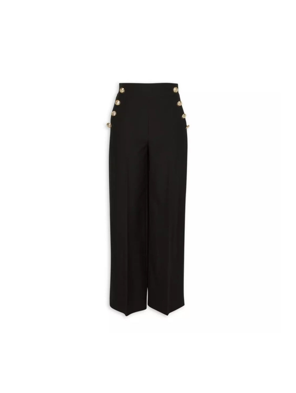 Black Wide Leg Pants With Gold Button