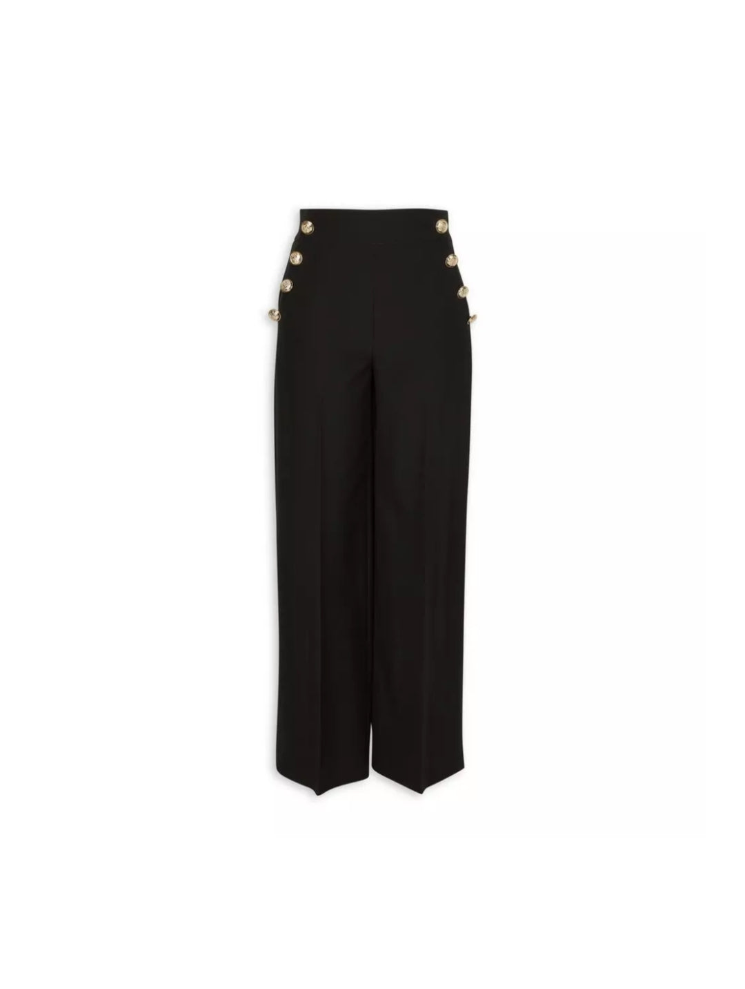 Black Wide Leg Pants With Gold Button