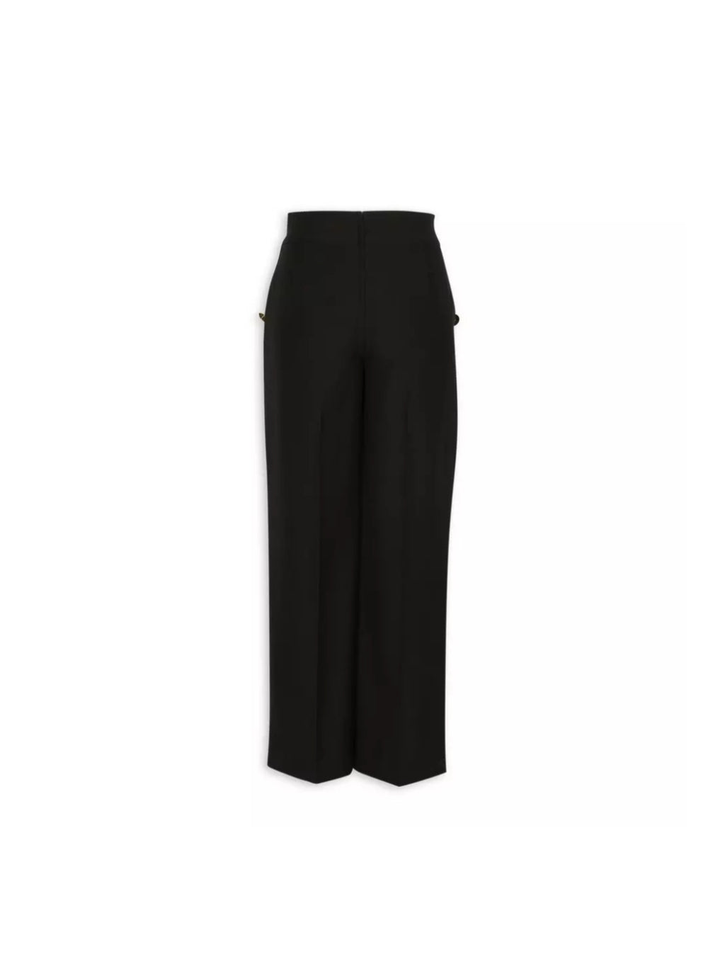 Black Wide Leg Pants With Gold Button