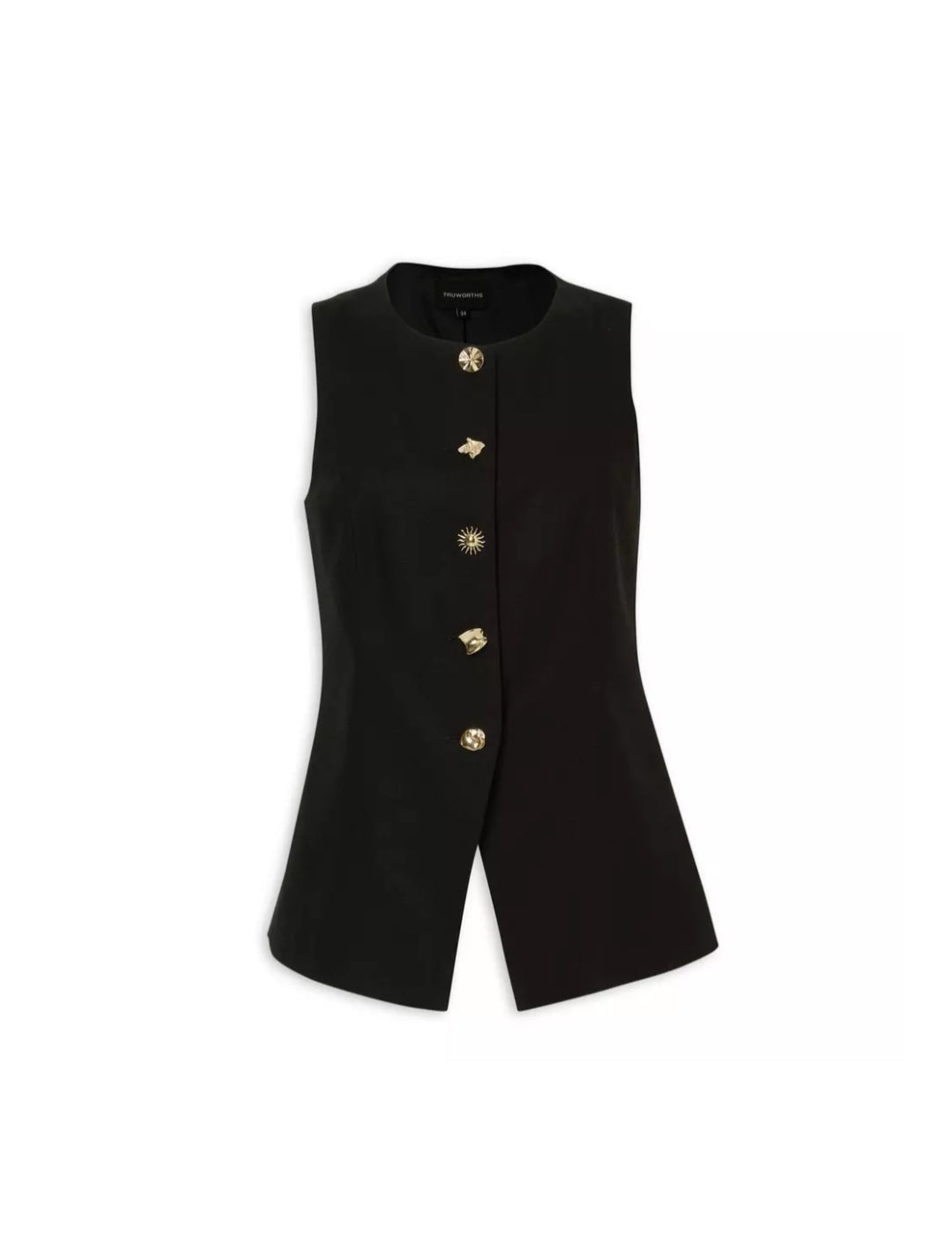 Black Linen WaistCoat With Gold Button