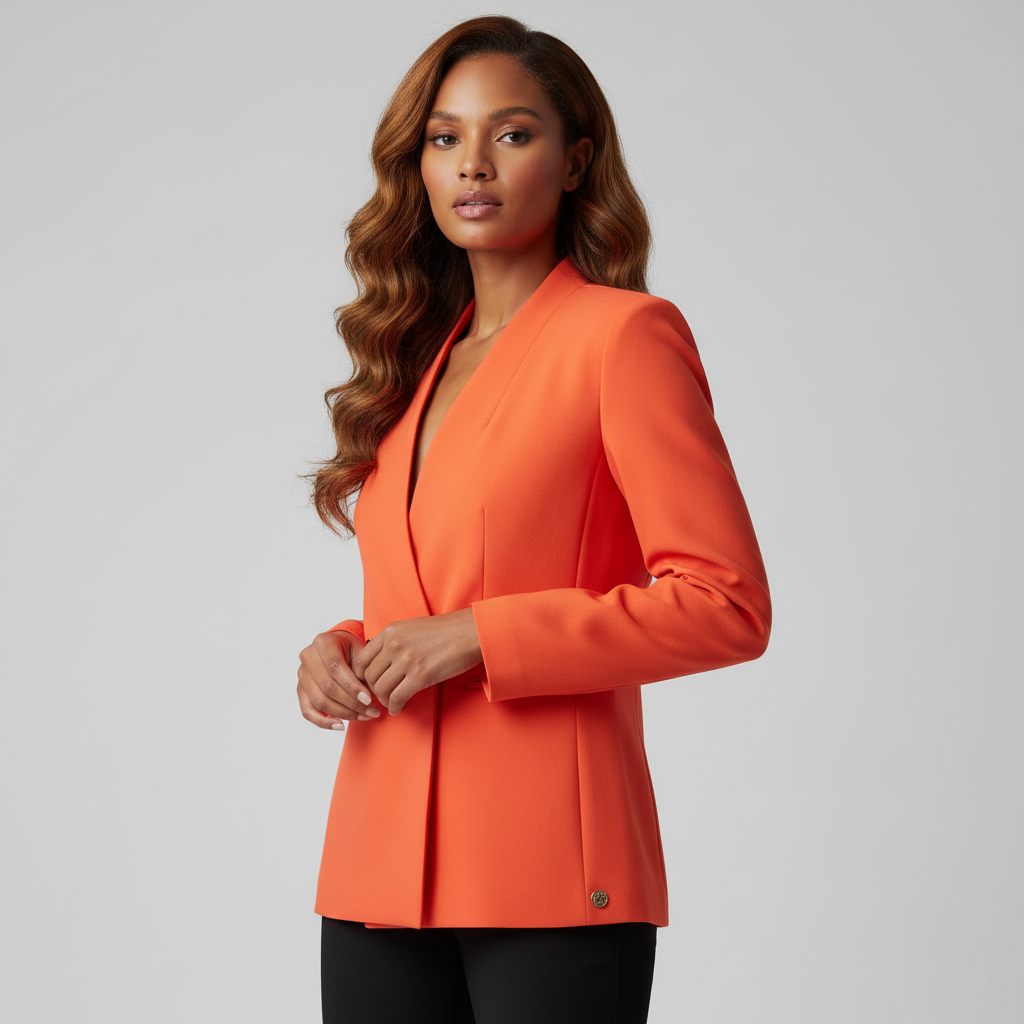 Orange Collarless Blazer
