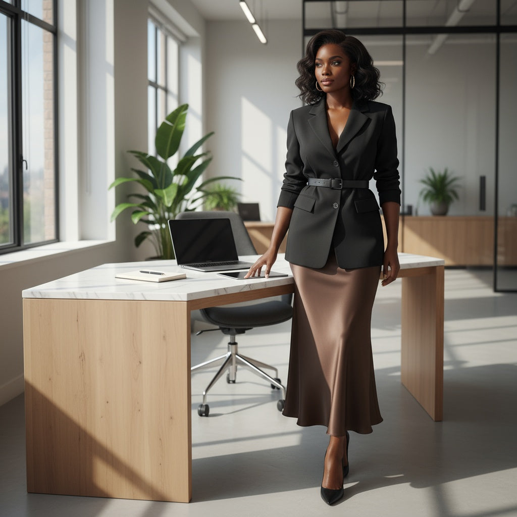 Chocolate Brown Satin Slip Skirt